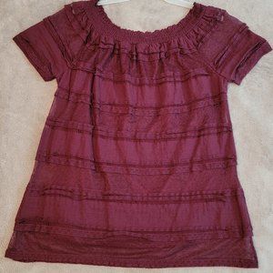 Time and Tru Burgundy sweep neck top